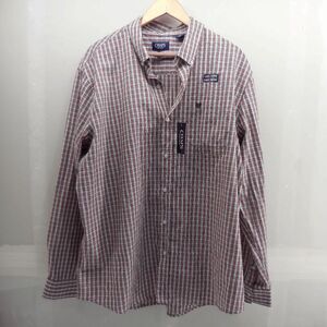 New Chaps 2XL Easy Care Plaid Check Button Front Shirt Mens Red White
